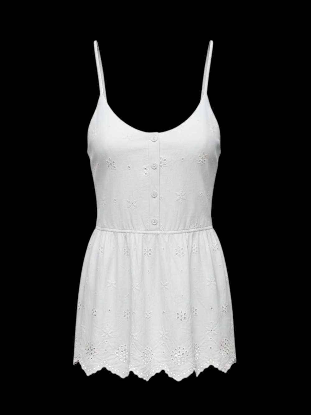 White Eyelet Button-Front Baby-Doll Shirt